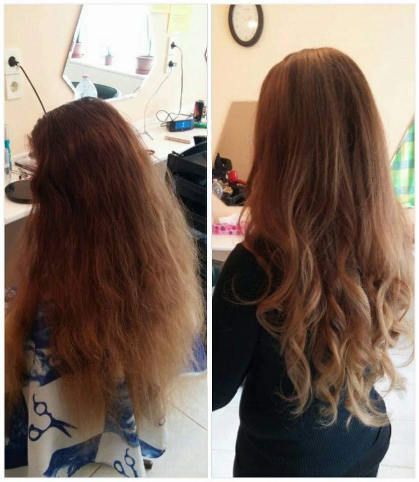 Balayage melír olaplexxel,hogy a haj ne sérüljön a szőkítés alatt.